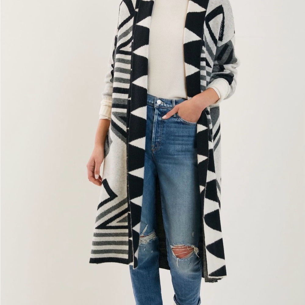 Anthropologie Black and White Patterned Cardigan